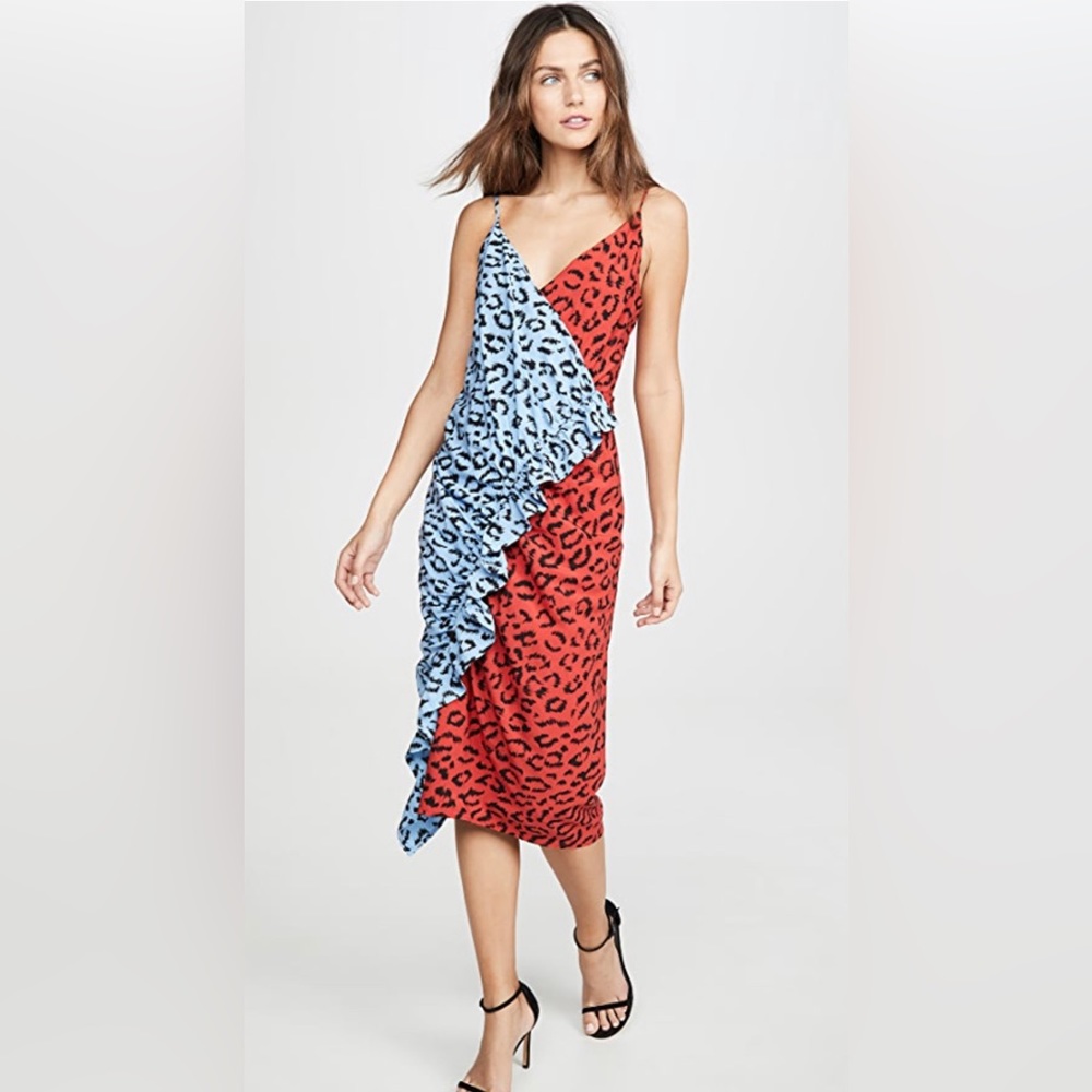 A.L.C. Estelle Dress Blue/Red Animal Print 4